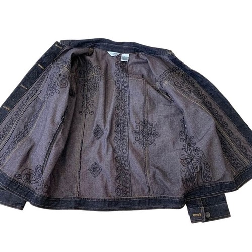 Laura Ashley Denim Jacket Women’s Size Medium Petite Vintage Patina Steam Punk - Picture 5 of 5