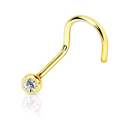 20G GOLD TITANIUM 2MM CLEAR GEM STEEL NOSE SCREW STUD RING BODY PIERCING JEWELRY