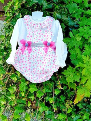 DREAMBABY TRAUM SALE 3-6 2-3 BABY MÄDCHEN WINTER GEFÜTTERTE BLUSE UND RÜSCHEN BAUCH STRAMPLER SET