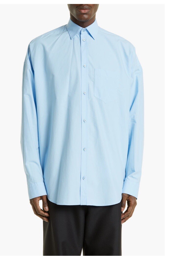 $1350 Mens Balenciaga Logo Back Oversized Button Up Shirt