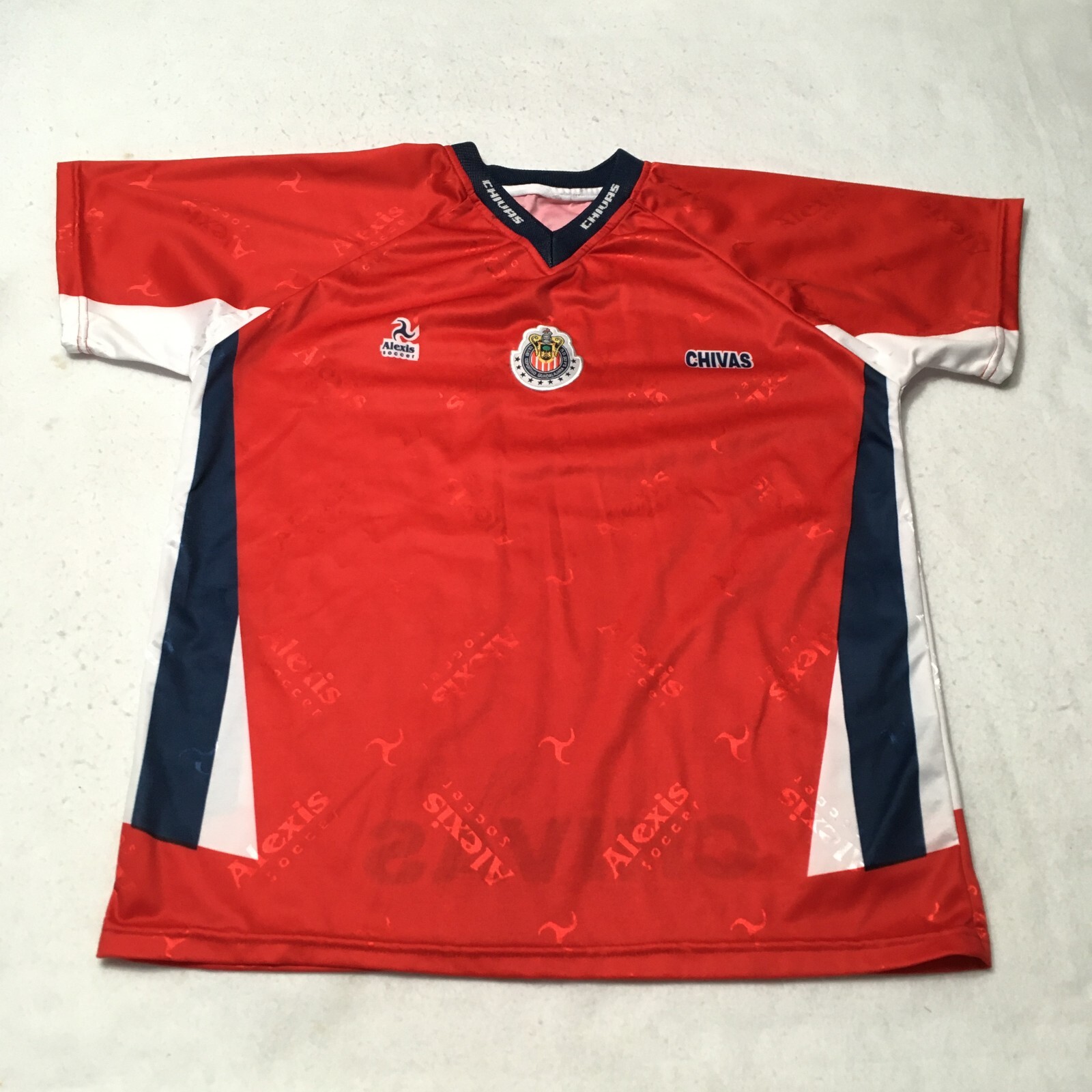 Chivas Jersey de Guadalajara alexis soccer hologram spellout collar