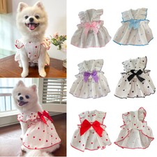 Dog Cat Princess Dress Puppy Clothes Pet Costume Pet Bow Heart Print Skirt