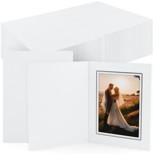5x7 Cardboard Photo Frames With Easel - Ivory Paper Picture Frame Cards, DIY Display, 10-Pack
