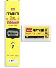 200 FEATHER Hi-Stainless Platinum Coated Double Edge Safety Razor Blades Japan