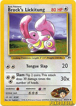 Pokemon Gym Heroes Card  41/132 Brock's Lickitung