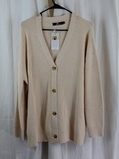 LILLUSORY Women's Oversized Lightweight Cardigan Sweater Apricot Size Medium