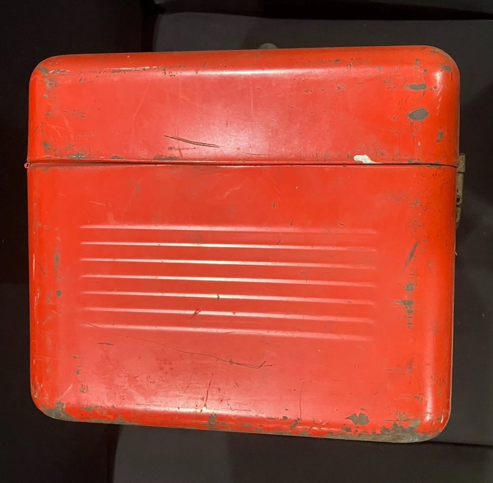 VINTAGE SIMONSEN RALLY LINE TOOL BOX Orange STEEL METAL 19" LONG - Image 4 of 4