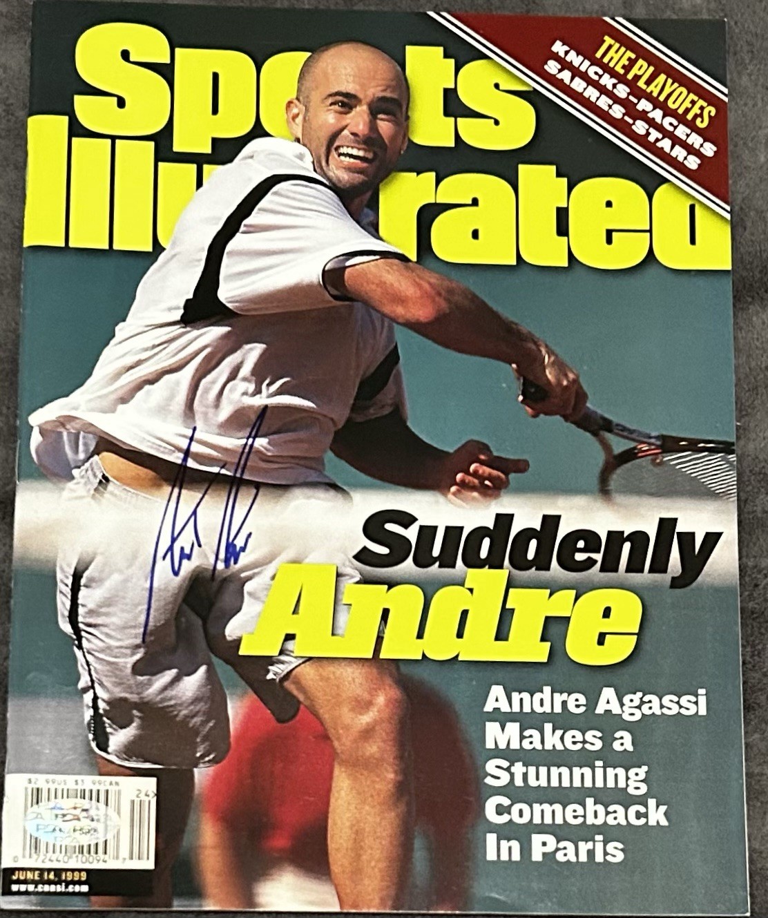 Andre Agassi SIGNED Sports Illustrated PSA/DNA COA Autograph Roland Garros