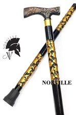 Antique Brass Handle Fancy Stylish Wooden Carved Walking Canes Walking Stick Gif