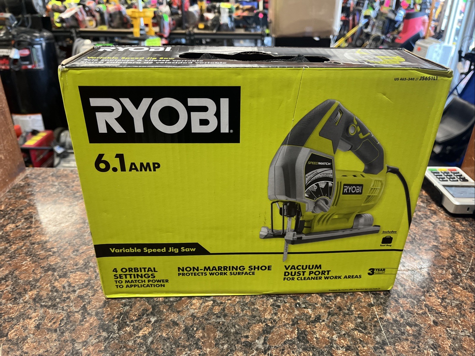Ryobi JS651L1 6.1A Variable Speed Jig Saw - Green (Kit with Wrench, Bag and 3 Blades)