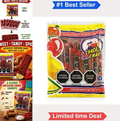 Tamarind Mexican Candy 10 Piece Sal Y Chile Spicy Sour Fruit Snack Chunky Stick