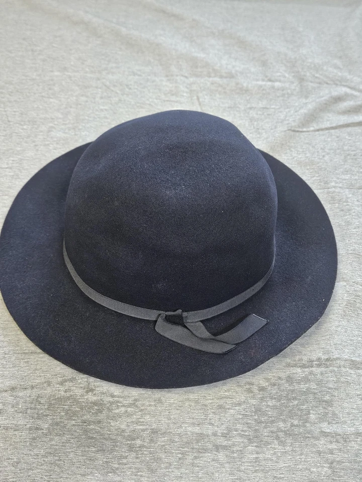 Sombrero Dorfman Pacific Cloche Ajustado Mujer Mediano Negro Lana Fieltro Cinta Hecho en EE. UU. Foto 2 de 4