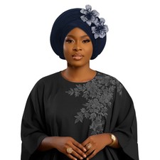 African Women Multi-Layer Bonnet Cap Wedding Headwear Nigerian Headtie Flower