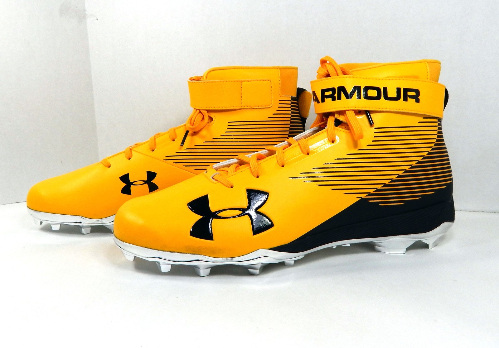 2018 UA 4D Hightop Steelers Gold/Blck/Silver Football Cleats Size 16 3022445-700