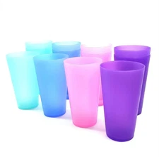 32 oz Unbreakable Plastic Tumblers Set of 12 | Coastal Colors for Iced Tea