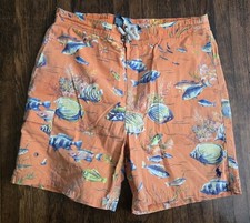VTG 90 s Polo Ralph Lauren Fish Swim Trunks Men s Medium Orange Fish Print EUC