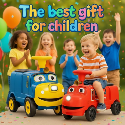 12V Eletrical Ride on Train Trackless Toy Car for Kids 2-Seater  2 Speeds Music