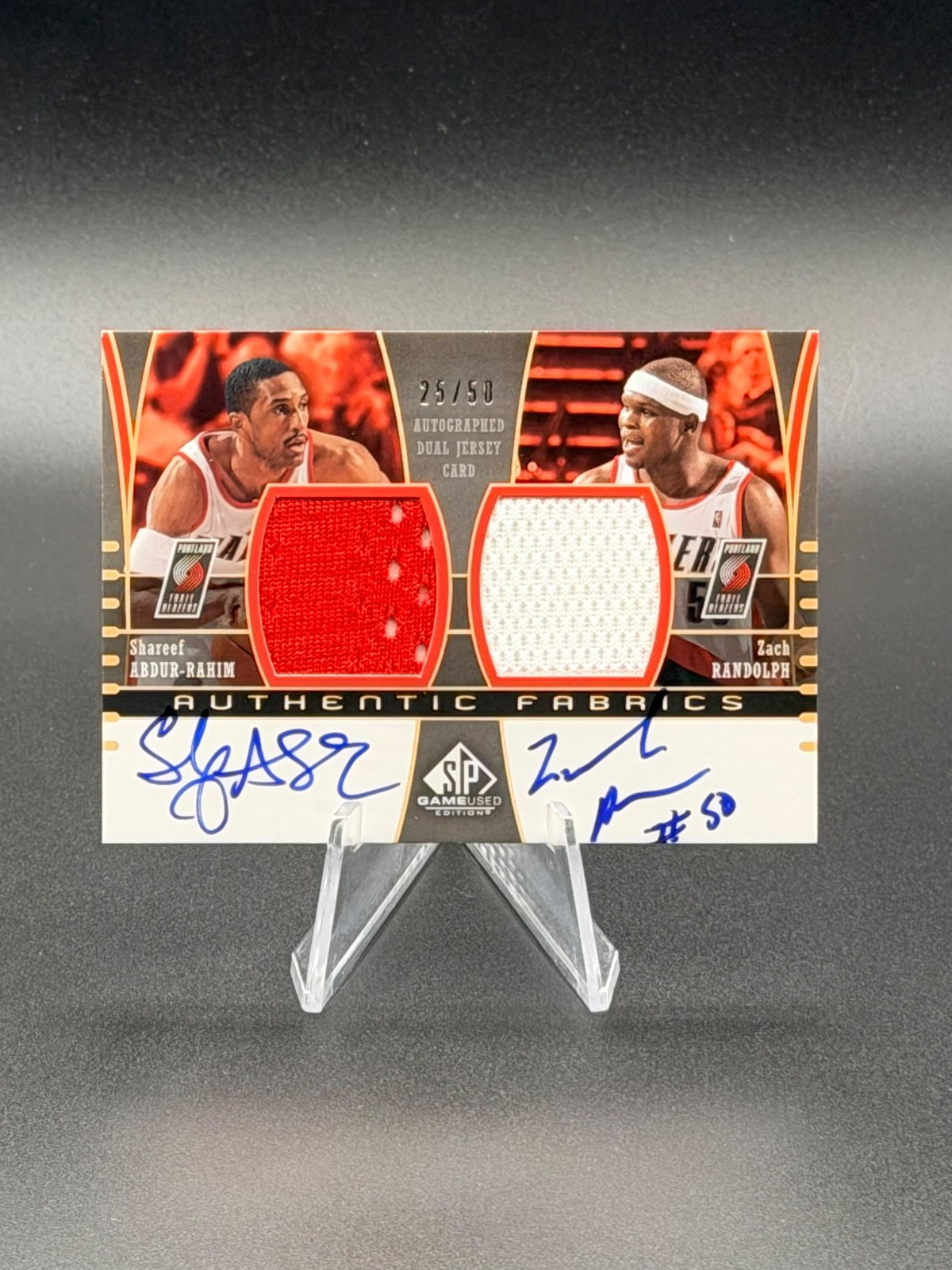 SHAREEF ABDUR-RAHIM / ZACH RANDOLPH 2004-05 SP Game-Used Patch Autograph 25/50