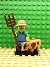 Lego Minifigure – Series 15 Pig Farmer with Pig 71011 Complete