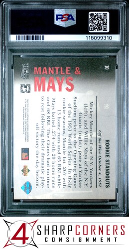 1994 UPPER DECK ALL-TIME HEROES #10 MICKEY MANTLE-WILLIE MAYS HOF PSA 9 - Picture 2 of 3
