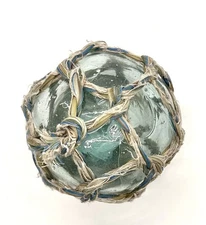 Japanese Glass Fishing Net Float Ball Buoy | 3” Blue | Vintage