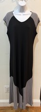 Chicos Womens Size 1/M/8 Maxi Long Dress Black White Stripe Sleeveless Stretchy