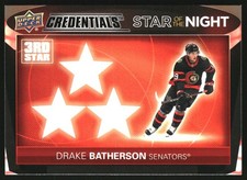2021-22 Upper Deck Credentials 3rd Star of the Night #3S6 Drake Batherson - HKY