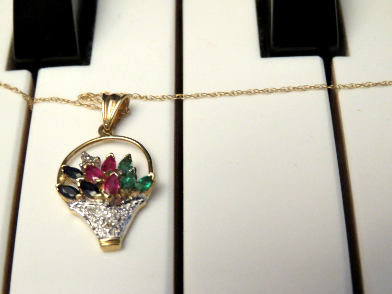 Solid 14k Yellow Gold Ruby Emerald Sapphire Diamo… - image 10