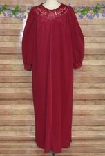 VTG Lorraine Fleece Maxi Length House Coat Robe 1/2 Zip Size L Pockets USA Made