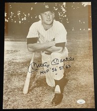 Mickey Mantle Signed 11x14 Photo JSA LOA New York Yankees Inscribed MVP 56 57 62
