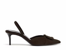 Zara Womens Black Suede Pointed Toe Slingback...