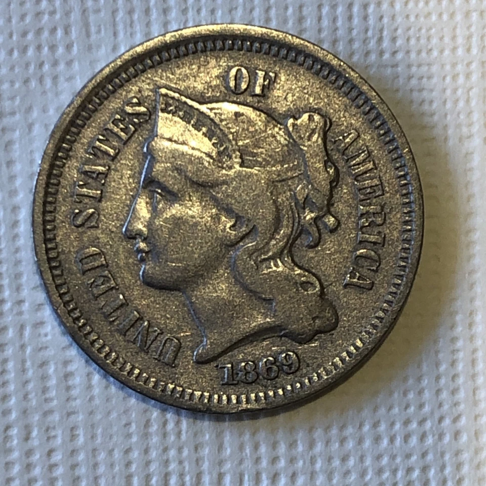 1869 3 Cent Nickel EF+++Very Nice Awesome Find Full Liberty - Image 3 of 4