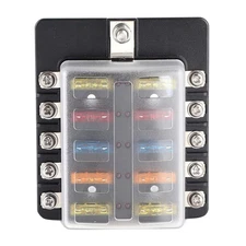 10-Way Screw Terminal Fuse Box Blade Fuse Block Holder with LED Indicator Light