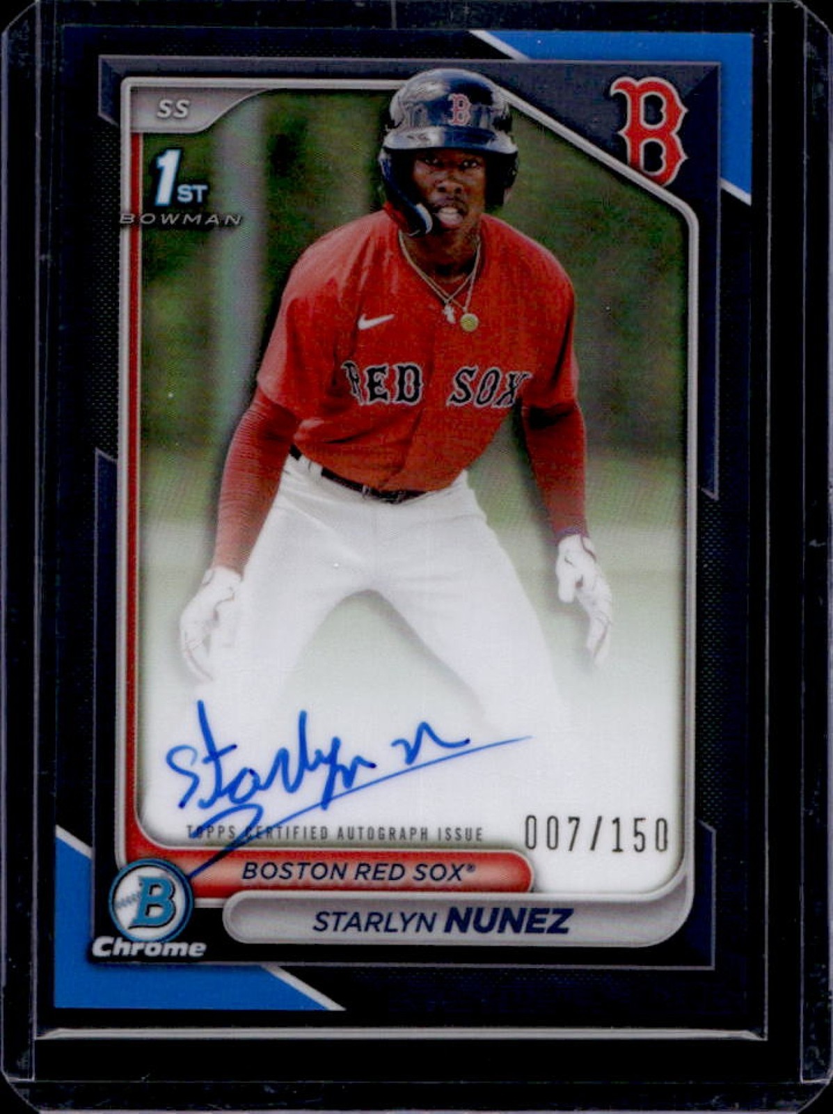 2024 Bowman Chrome Starlyn Nunez Auto Blue Refractor 1st #7/150 Red Sox