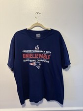 New England Patriots Mens Blue Superbowl LI Greatest Comeback Ever Shirt SZ XL