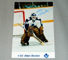 Official  NHL  Toronto Maple Leafs Allan Bester  Signed Photo Postcard