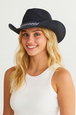 C.C Exclusive Women's Fashion Cowboy Hat With Fringe Trim Bands
