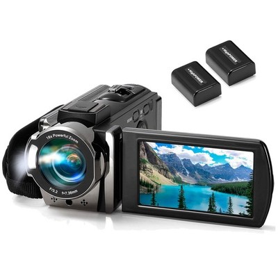 Full HD 1080P Camcorder 24MP 16X Zoom 2 Batteries