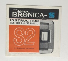 Zenza Bronica-S Film Back Magazine Model S2 Instruction Manual