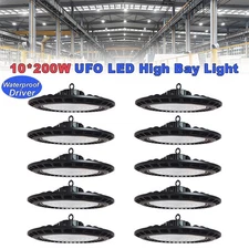 200W High Bay Led Ceiling Light Supermarket Basement Barn Shop Work Lights*10PCS