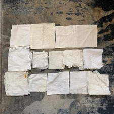 lot of 14 antique/vintage white/ivory hankies with embroidery