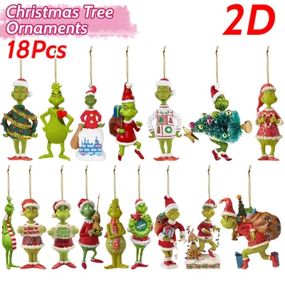 18Pcs Grinch ornaments Christmas Tree Pendants Christmas Cartoon Ornaments