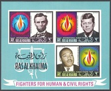 United Arab Emirates, Ras al Khaima, 1968, JFK, Abe Lincoln, Martin Luther King