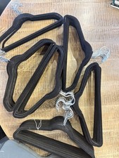 111 Flocked Hangers Black, space saving non-slip