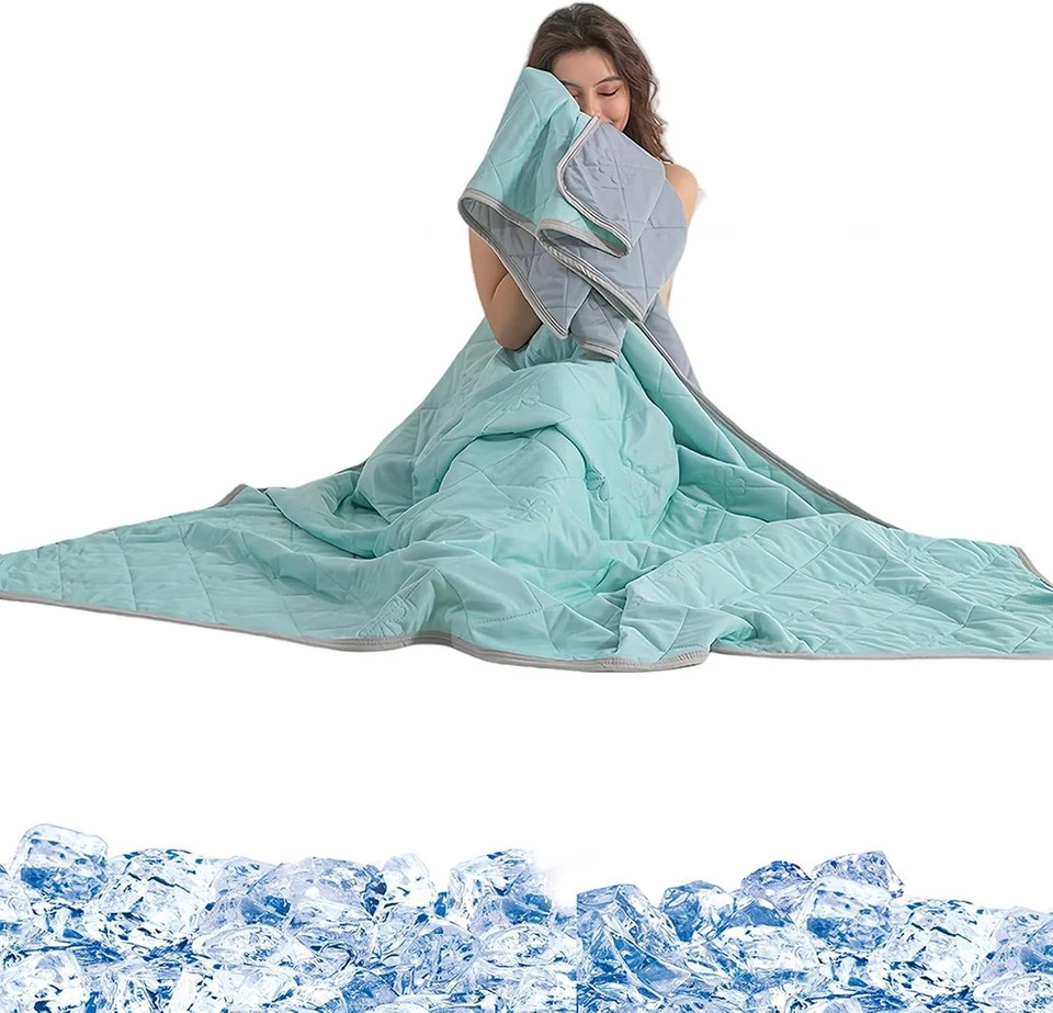 Double Sided Cold Cooling Throw Blanket for Hot Sleepers Summer Cool Bed Blanket - Image 3 of 4