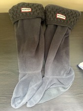 HUNTER BOOT Socks Fleece Welly Liners Size ML US 8-10 Gray Knit Cuff Unisex
