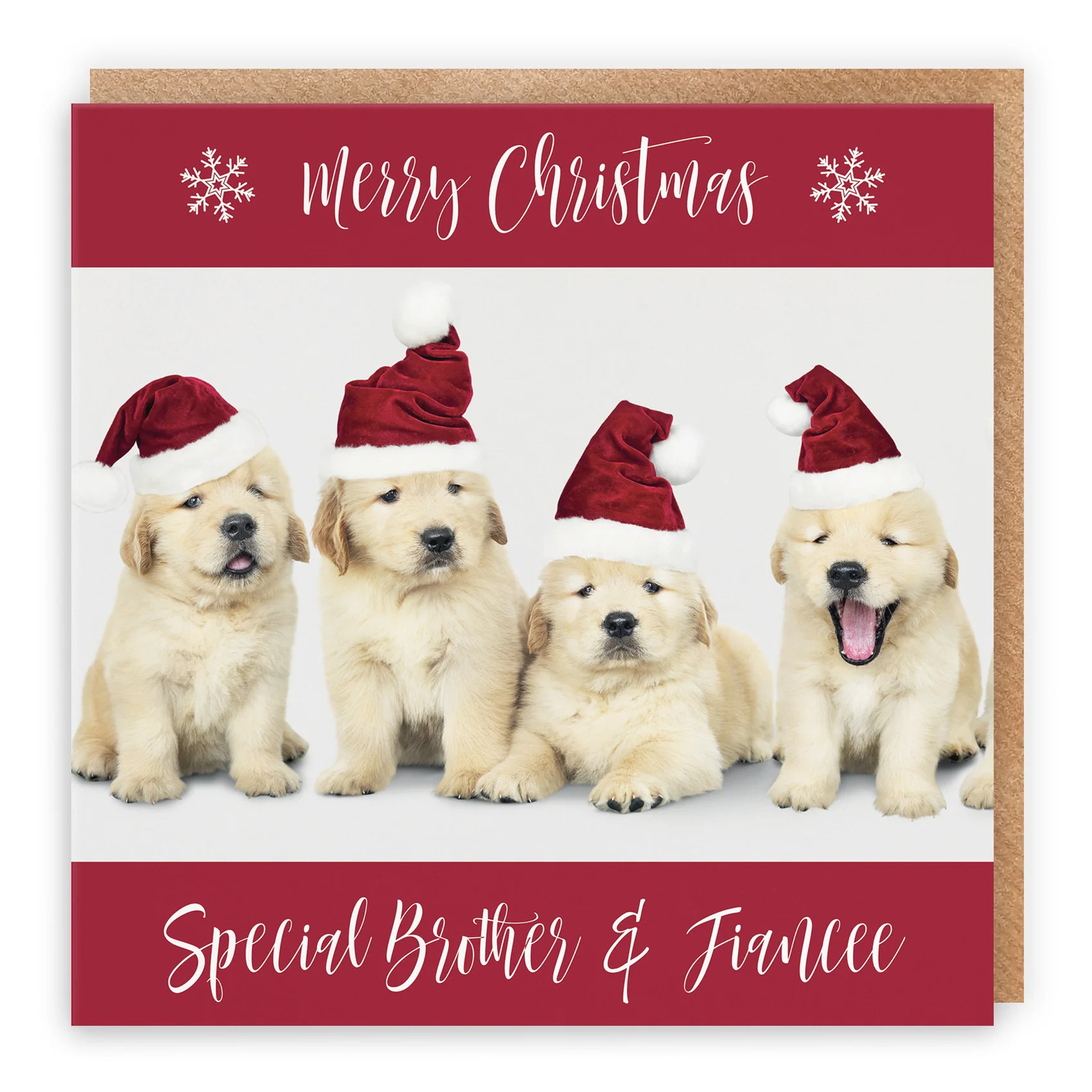 Brother And Fiancee Puppy Christmas Card