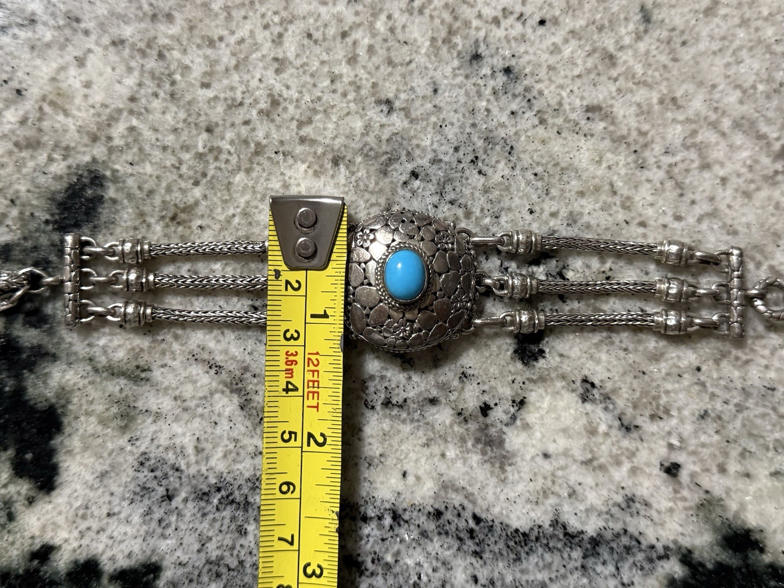 SARDA Fine Jewelry Sterling Sliver 925 Turquoise Chain Bracelet 