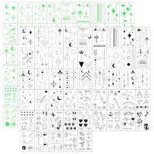 Minimalistic Black Luminous Temporary Tattoos Kit for Women Tiny Finger