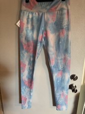Women  s Pink And Blue Ruched Back Leggings